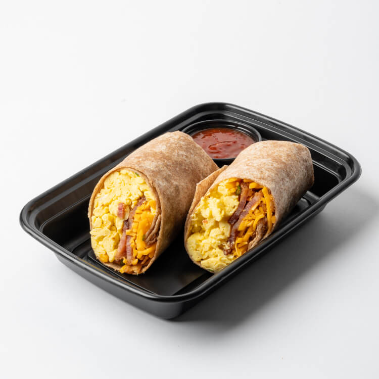 Healthy Meal - Bacon & Egg Burrito with salsa