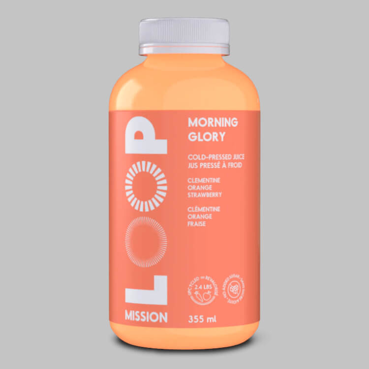 LOOP Morning Glory - 355 ml cold pressed juice - Mix of Clementine juice, Orange juice, Strawberry juice.