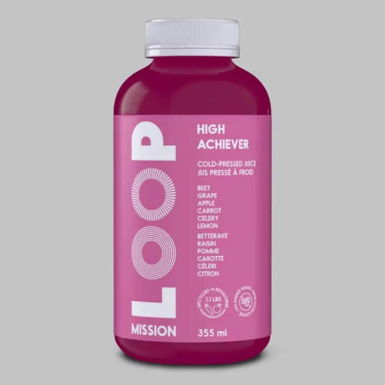 LOOP High Achiever - 355 ml cold pressed juice - Mix of Grape juice, Cucumber juice, Apple juice, Beet juice, Celery juice, Carrot juice, Romaine lettuce juice, Lime juice, Cayenne.