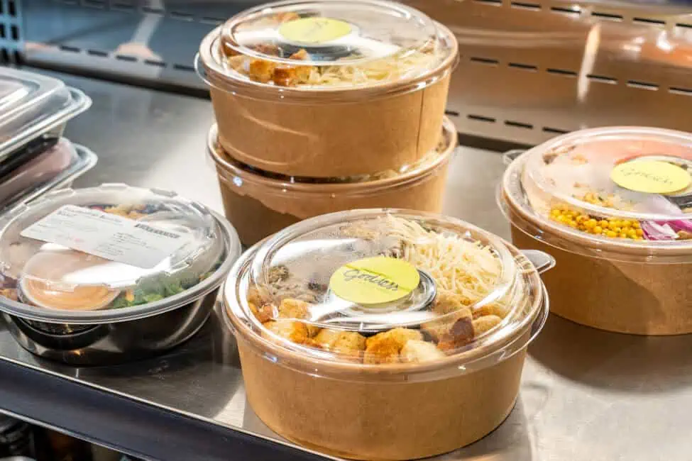 To go meals - healthy salads in a to go fridge