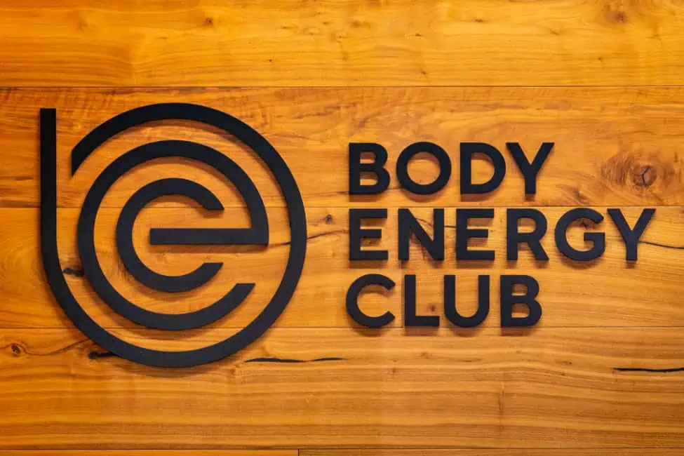 Body Energy Club store welcome sign.