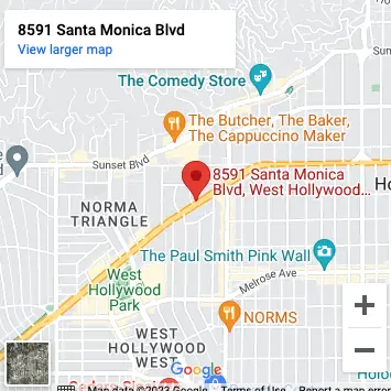 Google map showing location of Body Energy Club West Hollywood, This Link Will Open in New Window tab